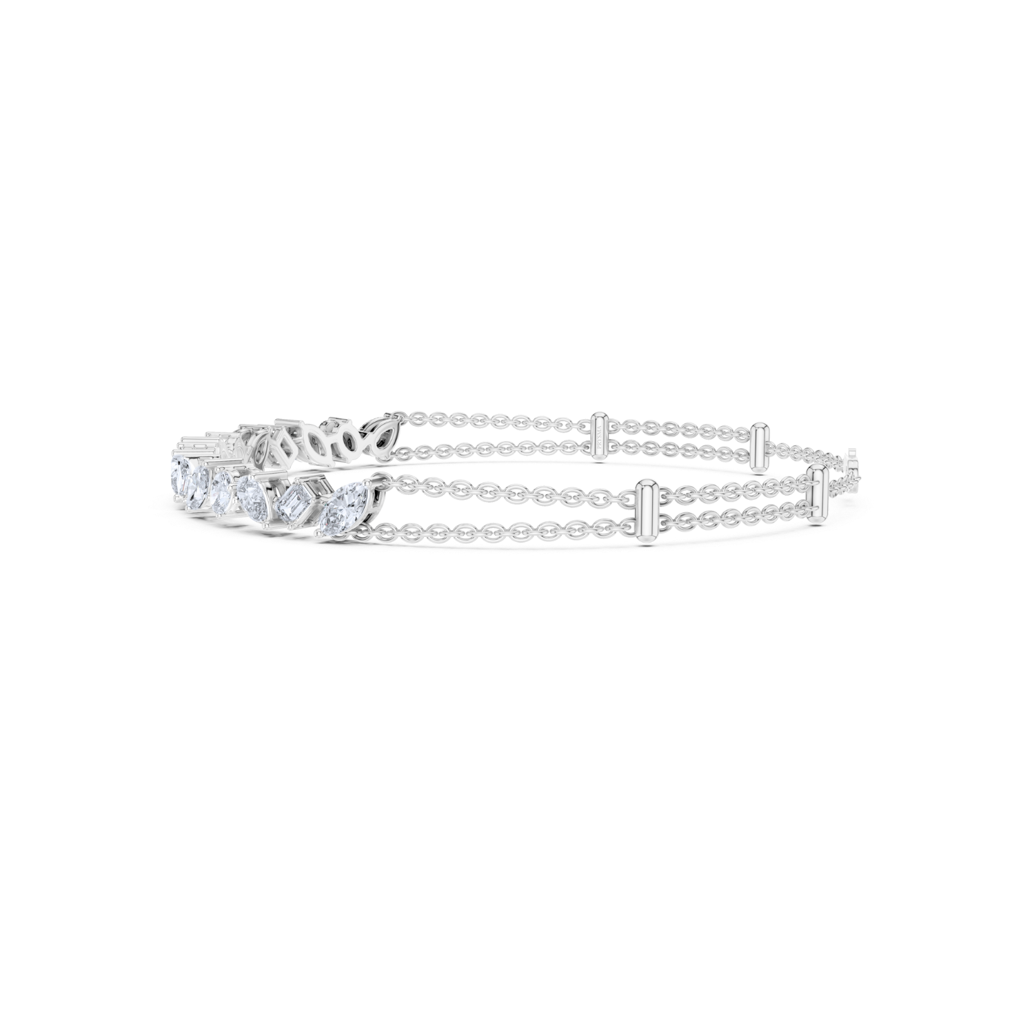 Multi-Cut Diamond Double Chain Bracelet