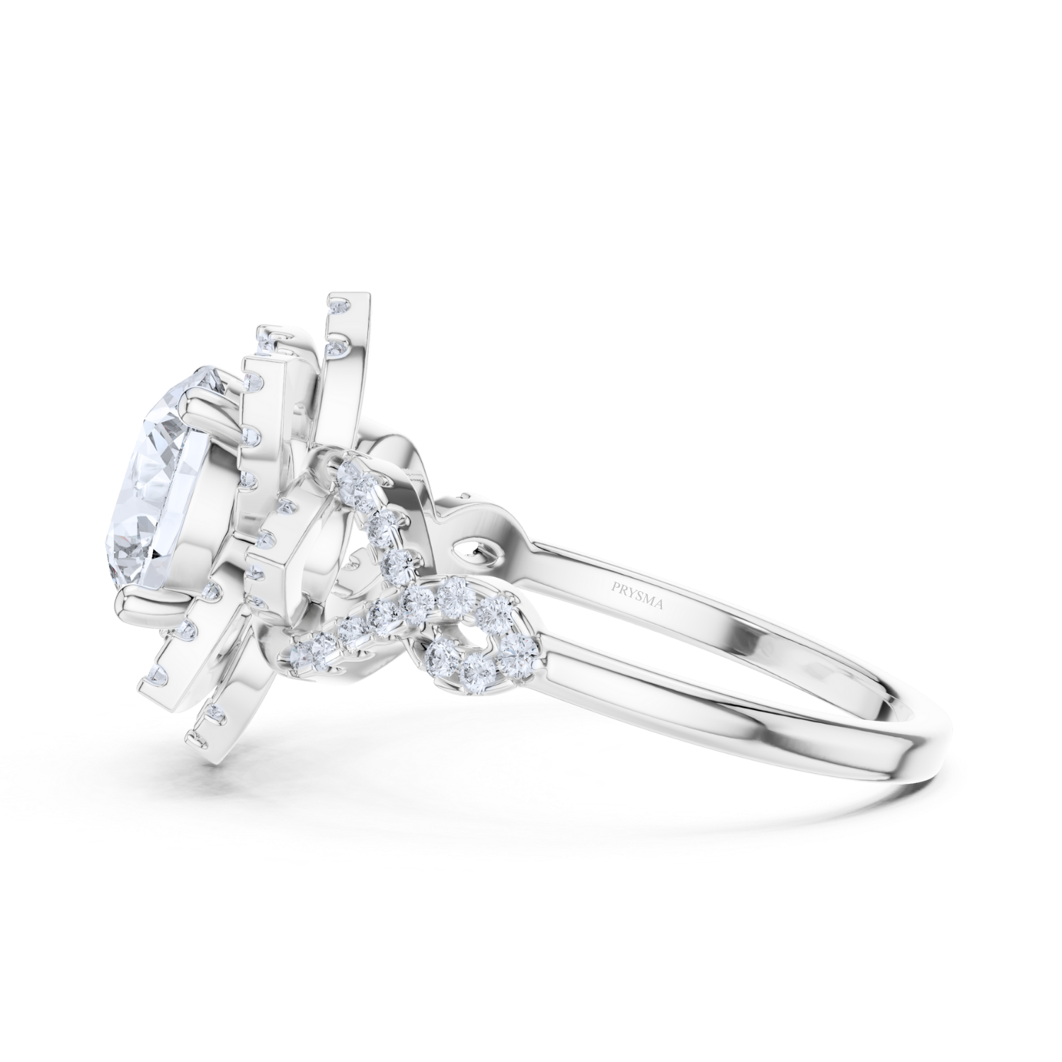 Floral Halo Round Diamond Ring