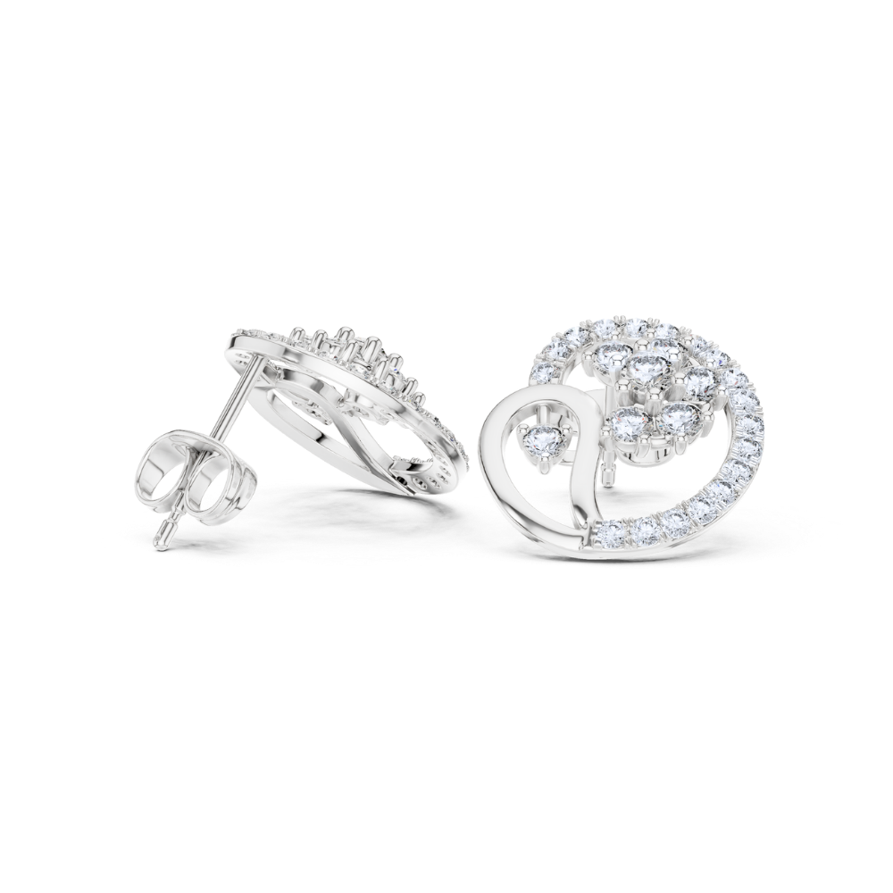 Floral Paisley Diamond Stud Earrings