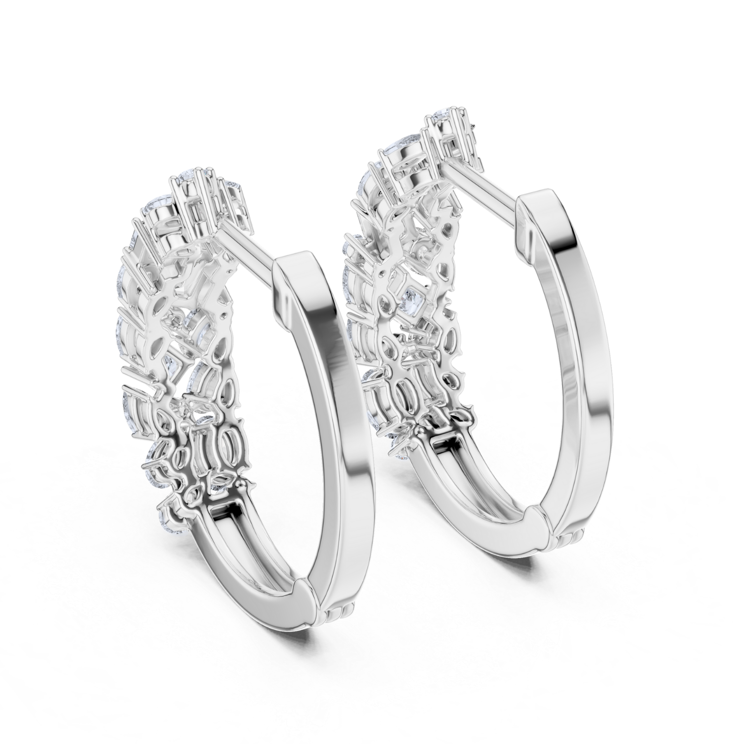 Radiant Bloom Diamond Huggie Hoops