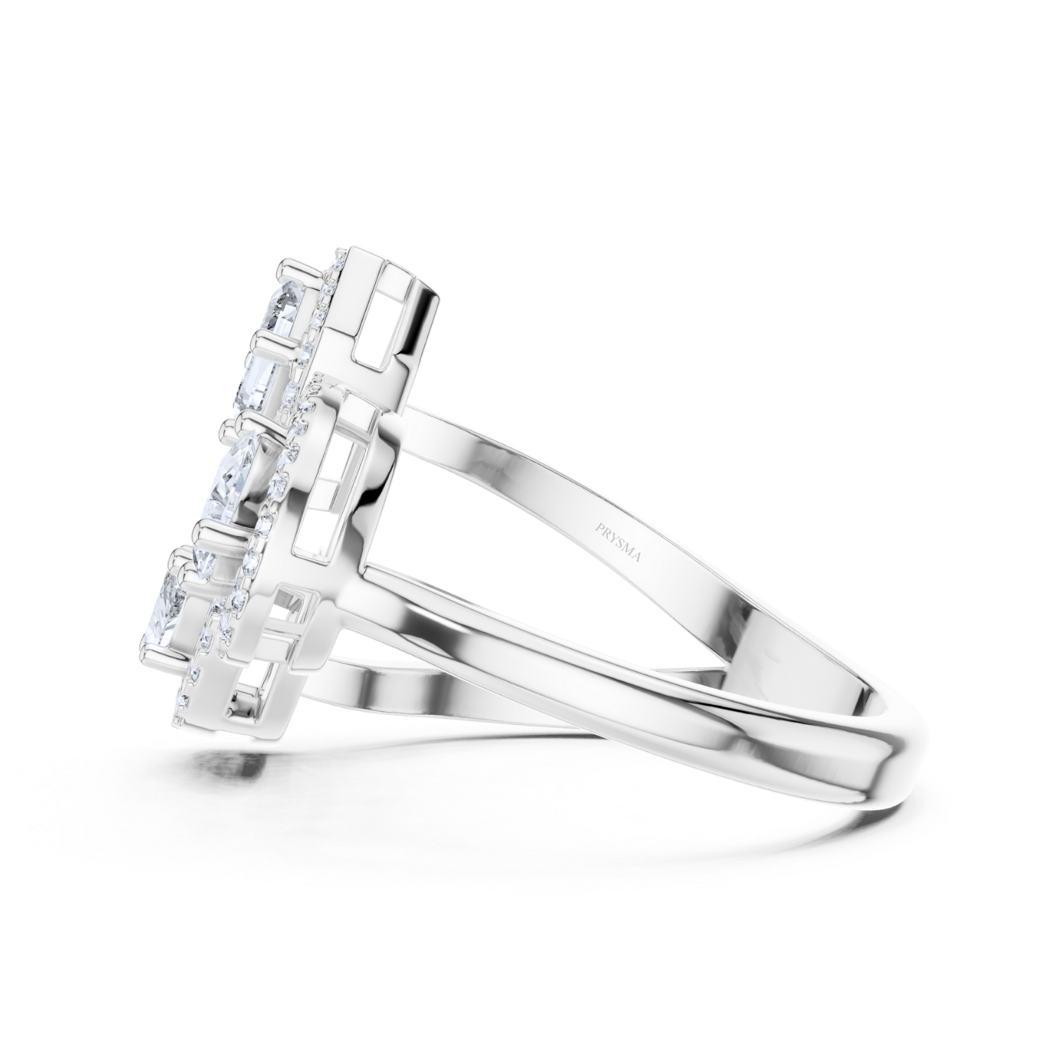 Triple Halo Mixed-Cut Diamond Ring