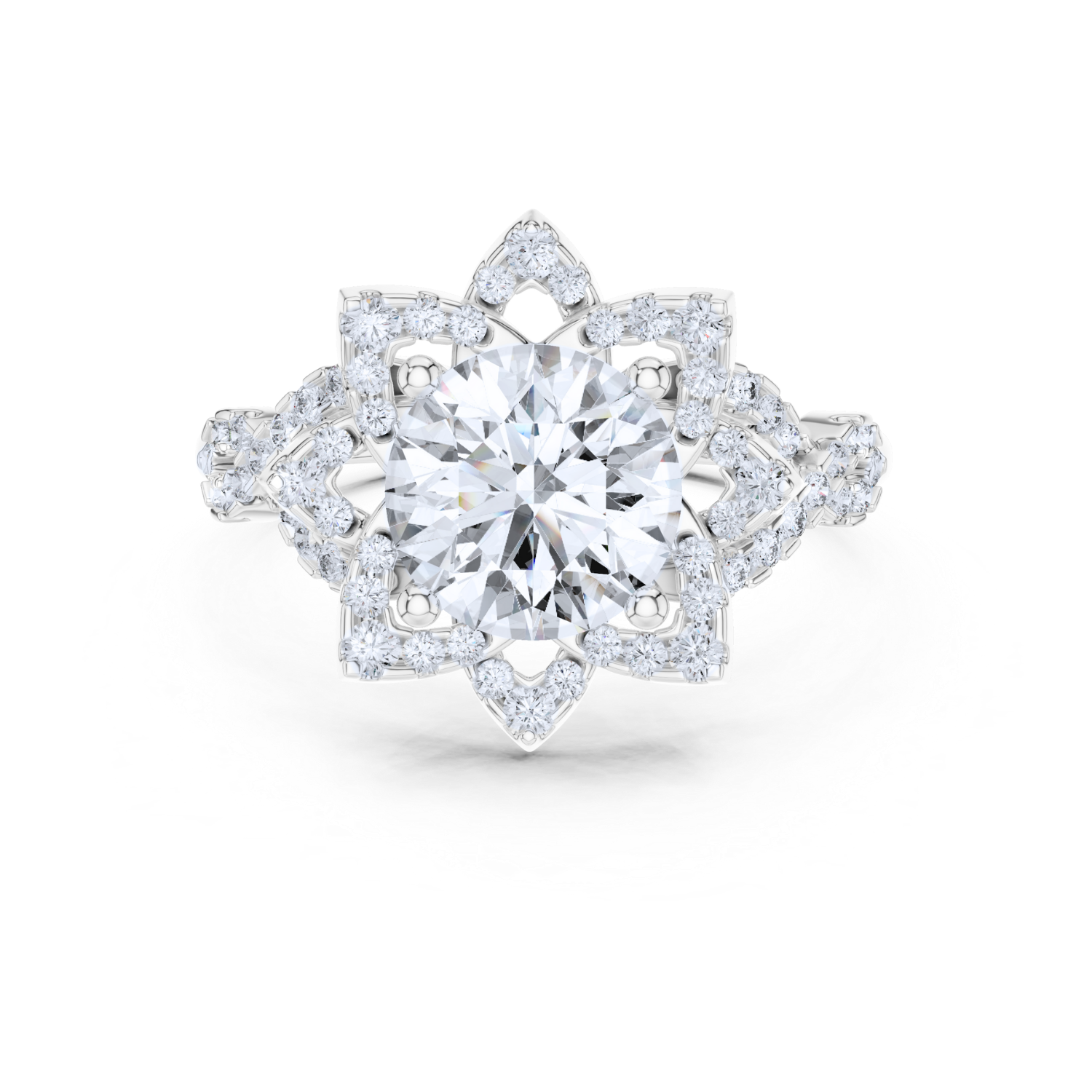 Floral Halo Round Diamond Ring