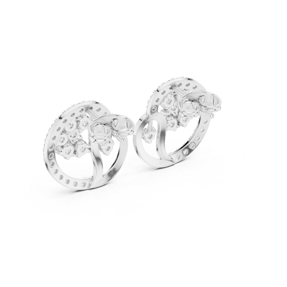 Floral Paisley Diamond Stud Earrings