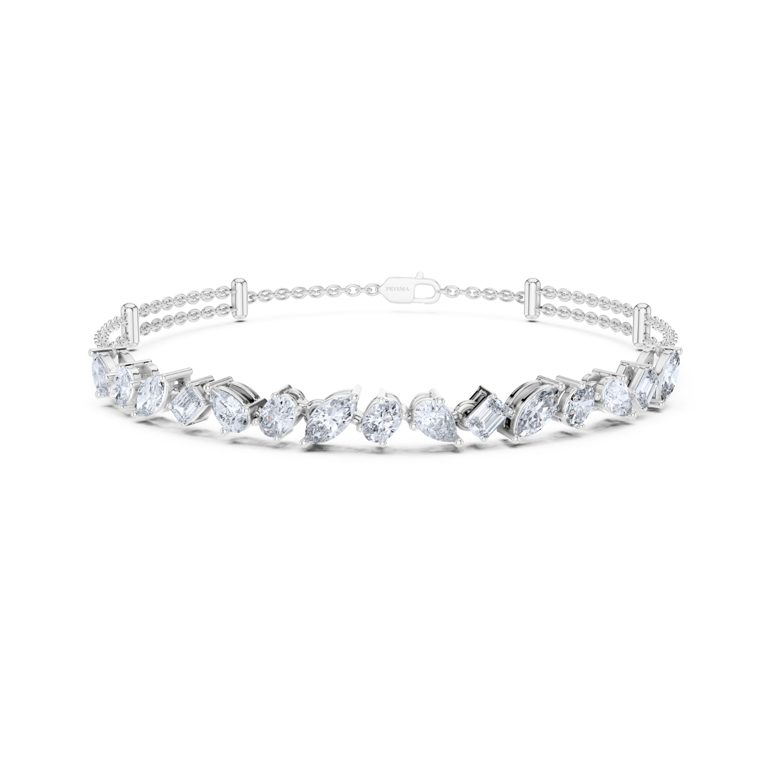 Multi-Cut Diamond Double Chain Bracelet