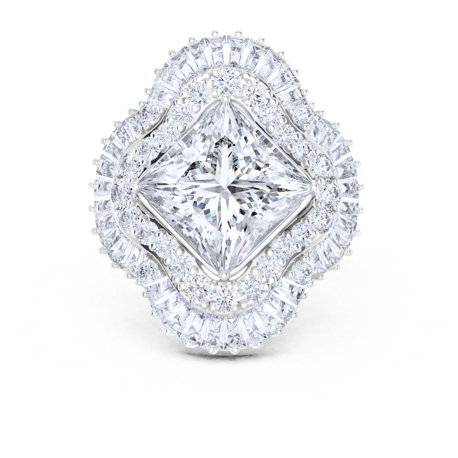 Regal Radiance Baguette Halo Ring