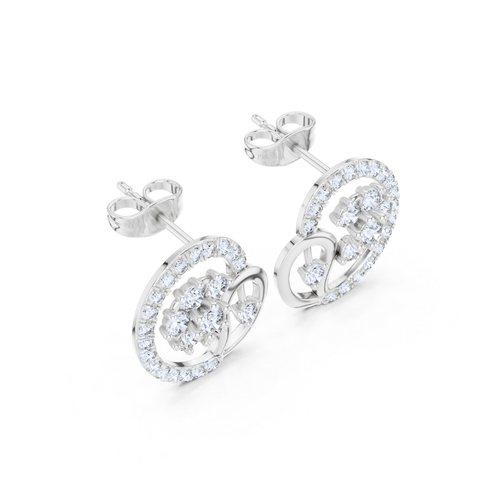 Floral Paisley Diamond Stud Earrings