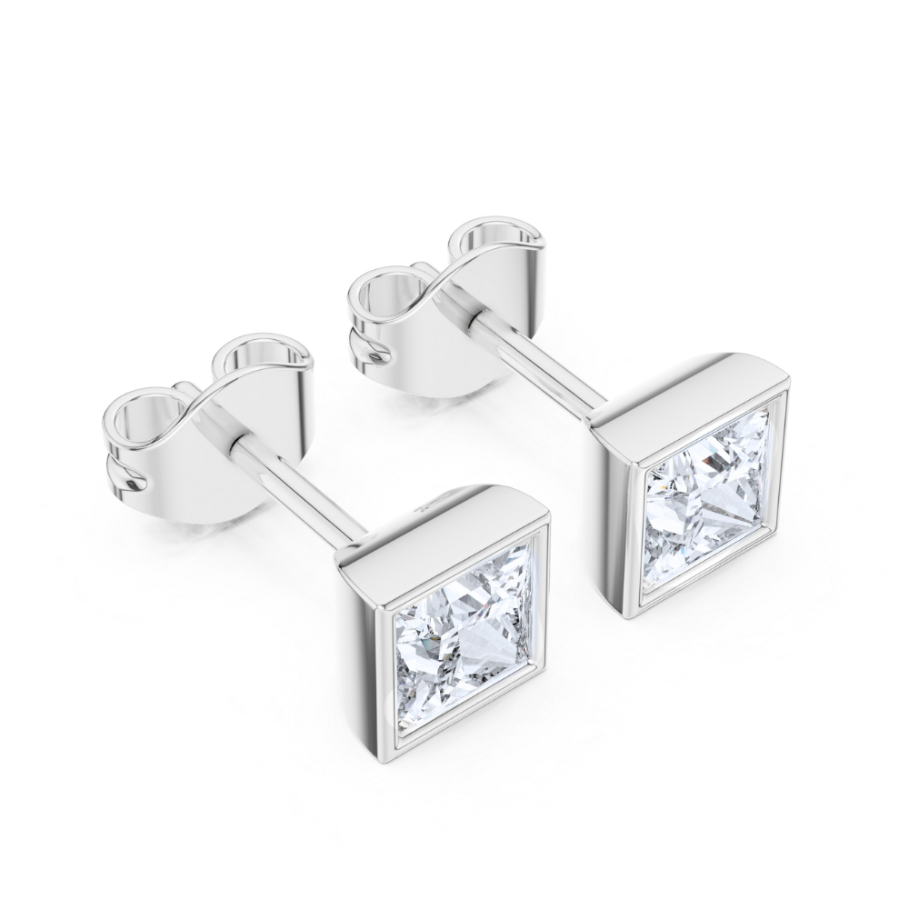 Modern Bezel Square Stud Earrings