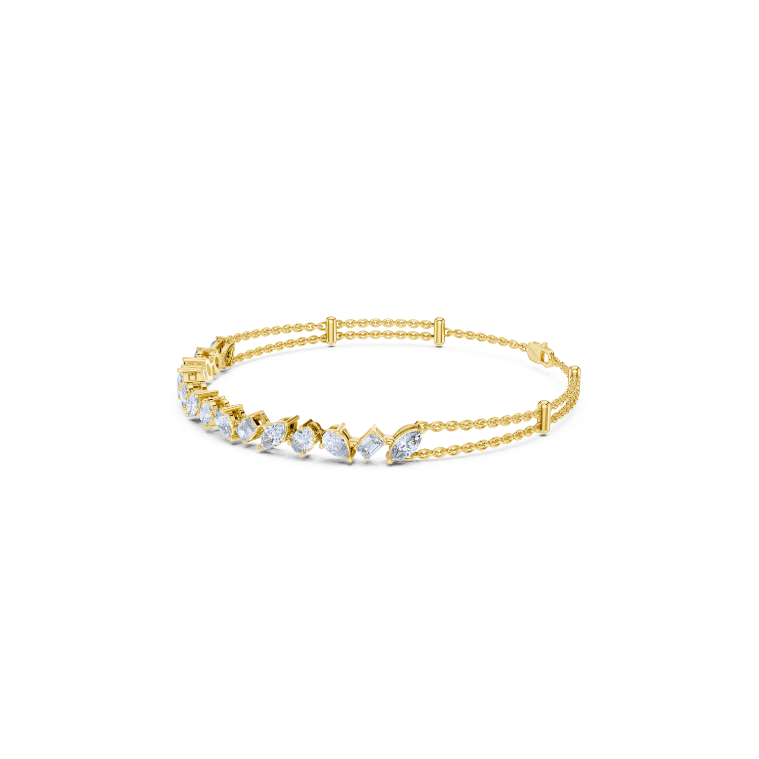 Multi-Cut Diamond Double Chain Bracelet