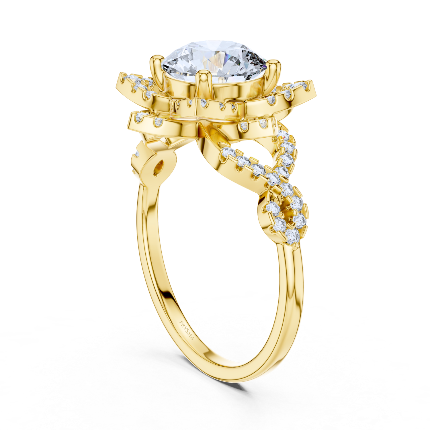 Floral Halo Round Diamond Ring