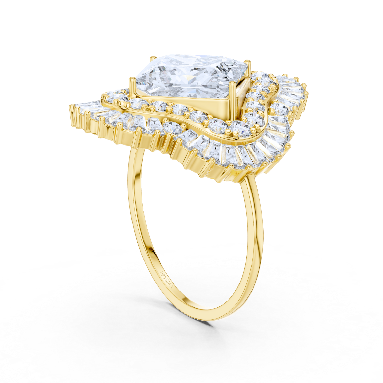 Regal Radiance Baguette Halo Ring