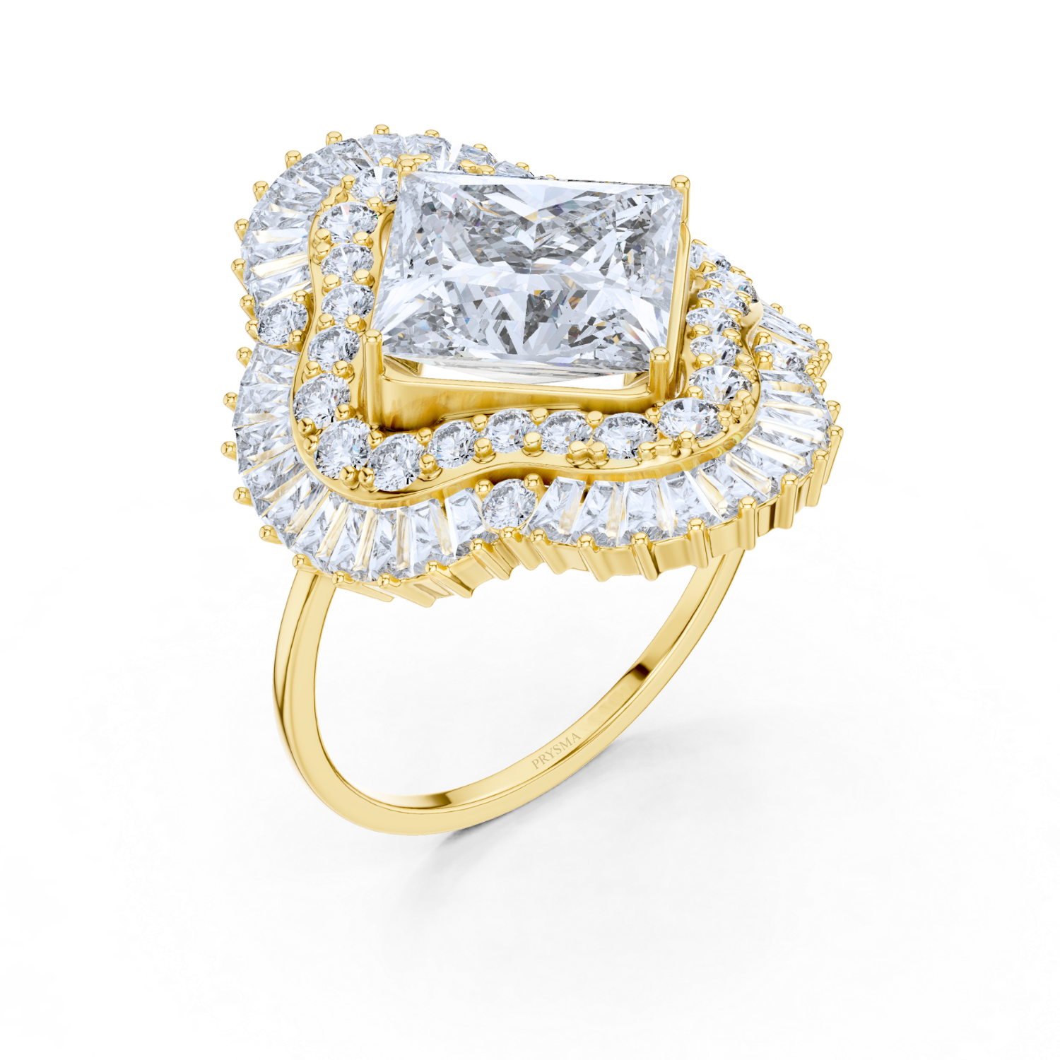 Regal Radiance Baguette Halo Ring