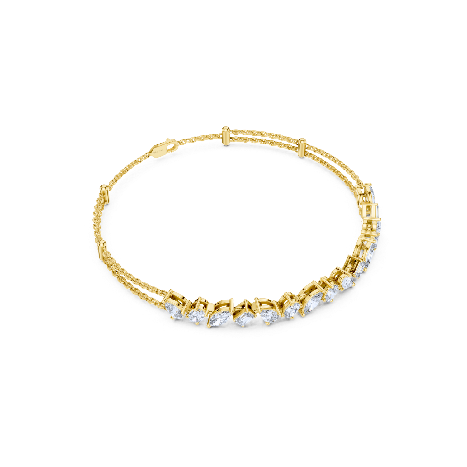 Multi-Cut Diamond Double Chain Bracelet