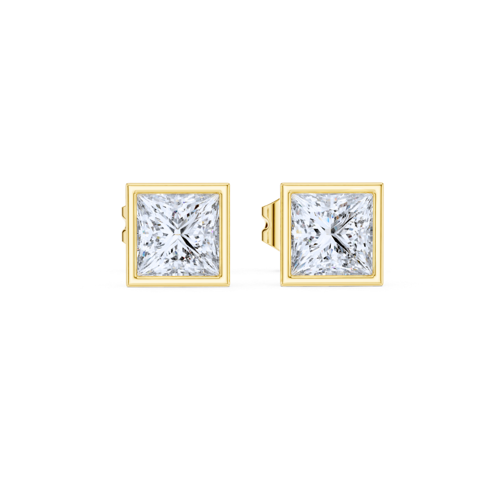 Modern Bezel Square Stud Earrings