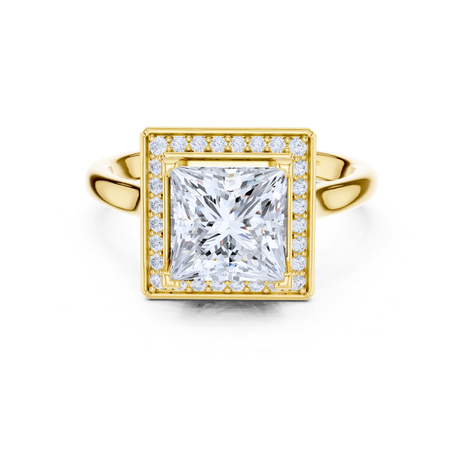 Princess-Cut Halo Diamond Ring