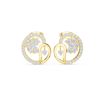Floral Paisley Diamond Stud Earrings