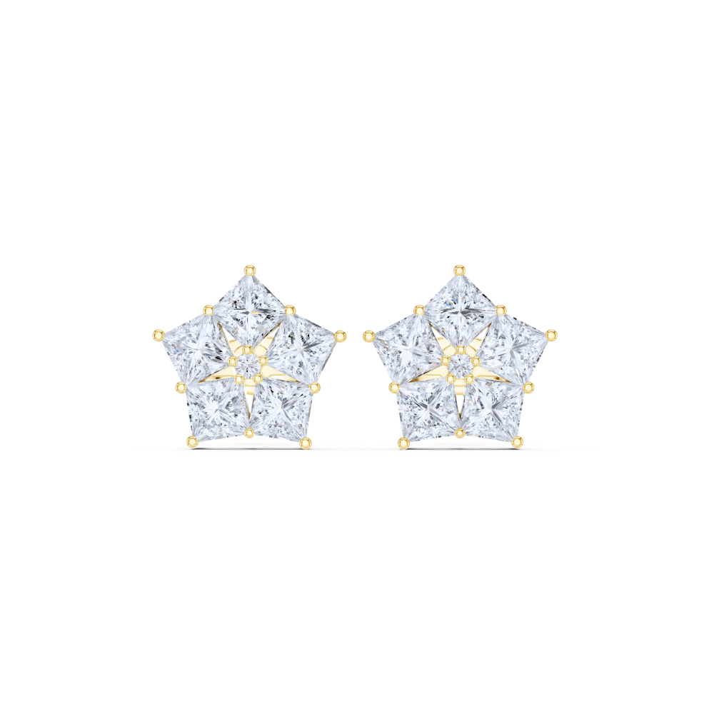 Regal Star Princess-Cut Diamond Earrings