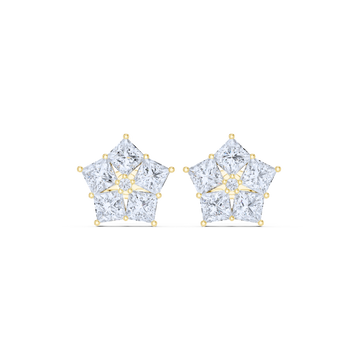 Regal Star Princess-Cut Diamond Earrings