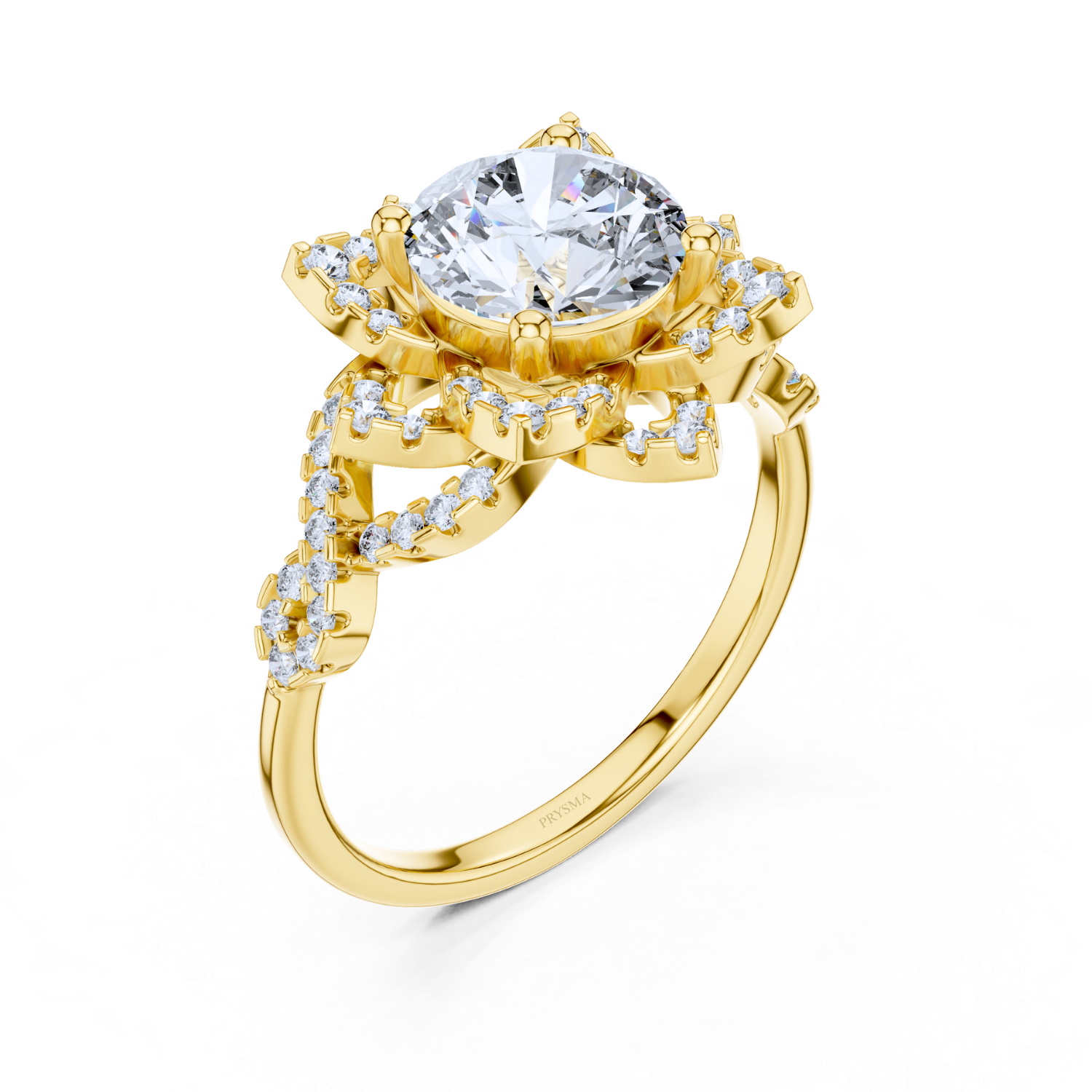 Floral Halo Round Diamond Ring