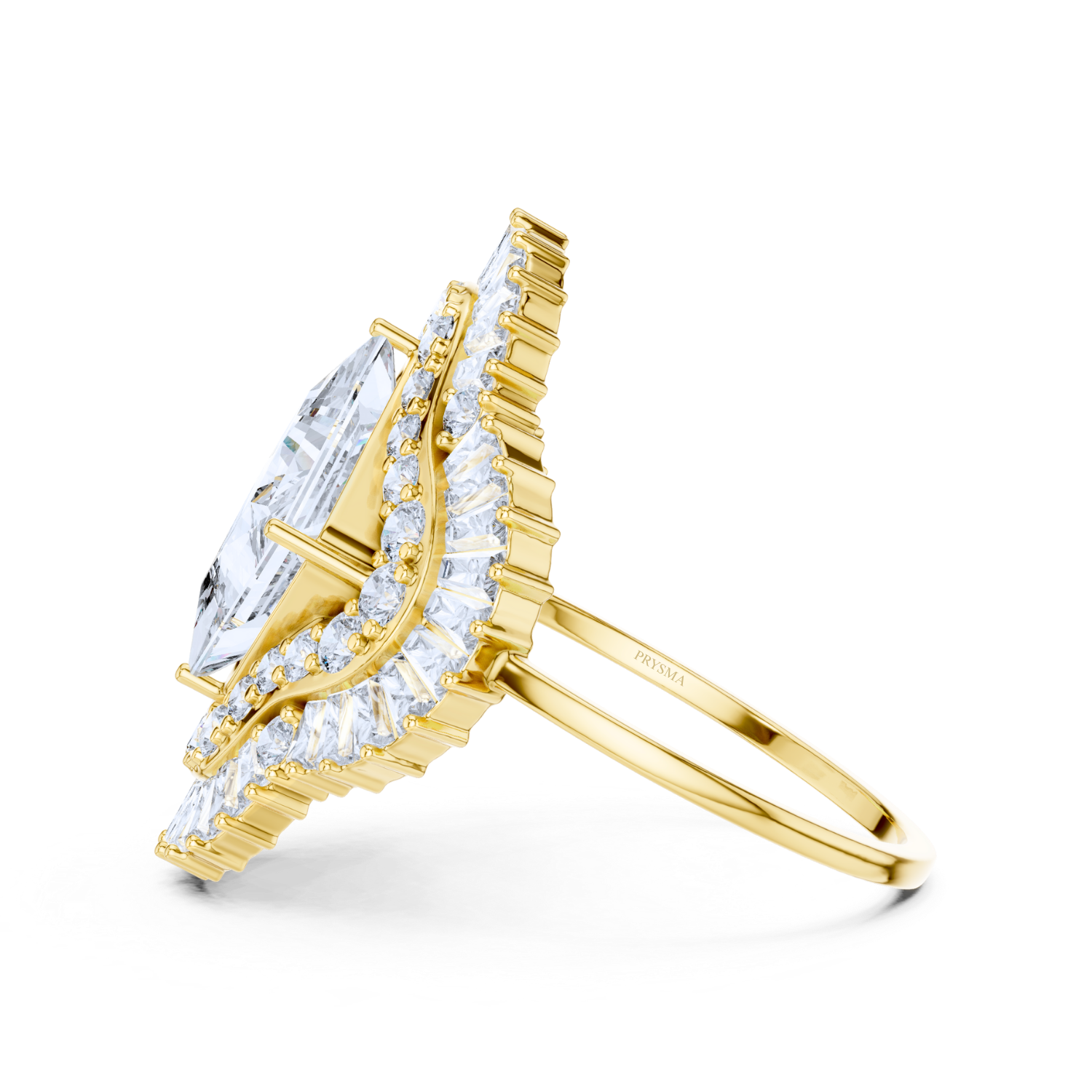 Regal Radiance Baguette Halo Ring