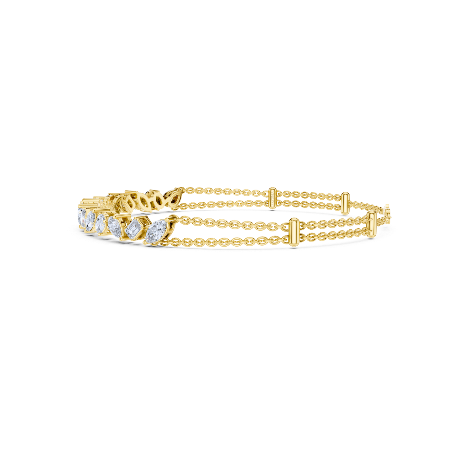Multi-Cut Diamond Double Chain Bracelet