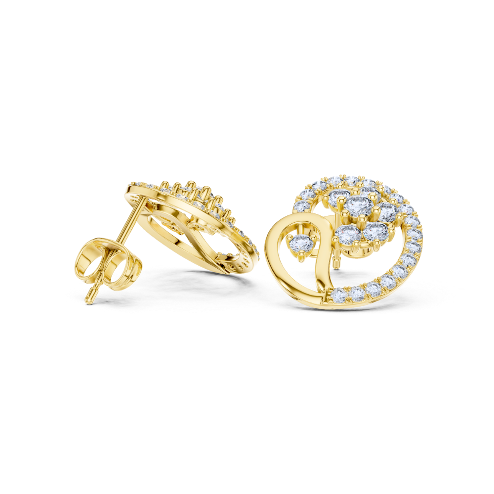 Floral Paisley Diamond Stud Earrings
