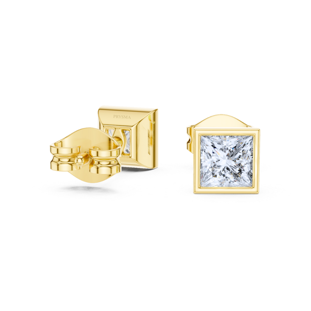 Modern Bezel Square Stud Earrings