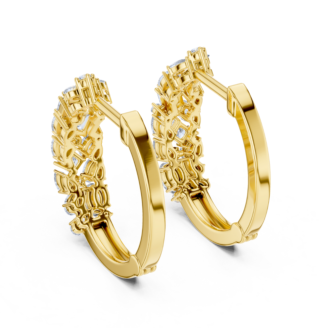 Radiant Bloom Diamond Huggie Hoops