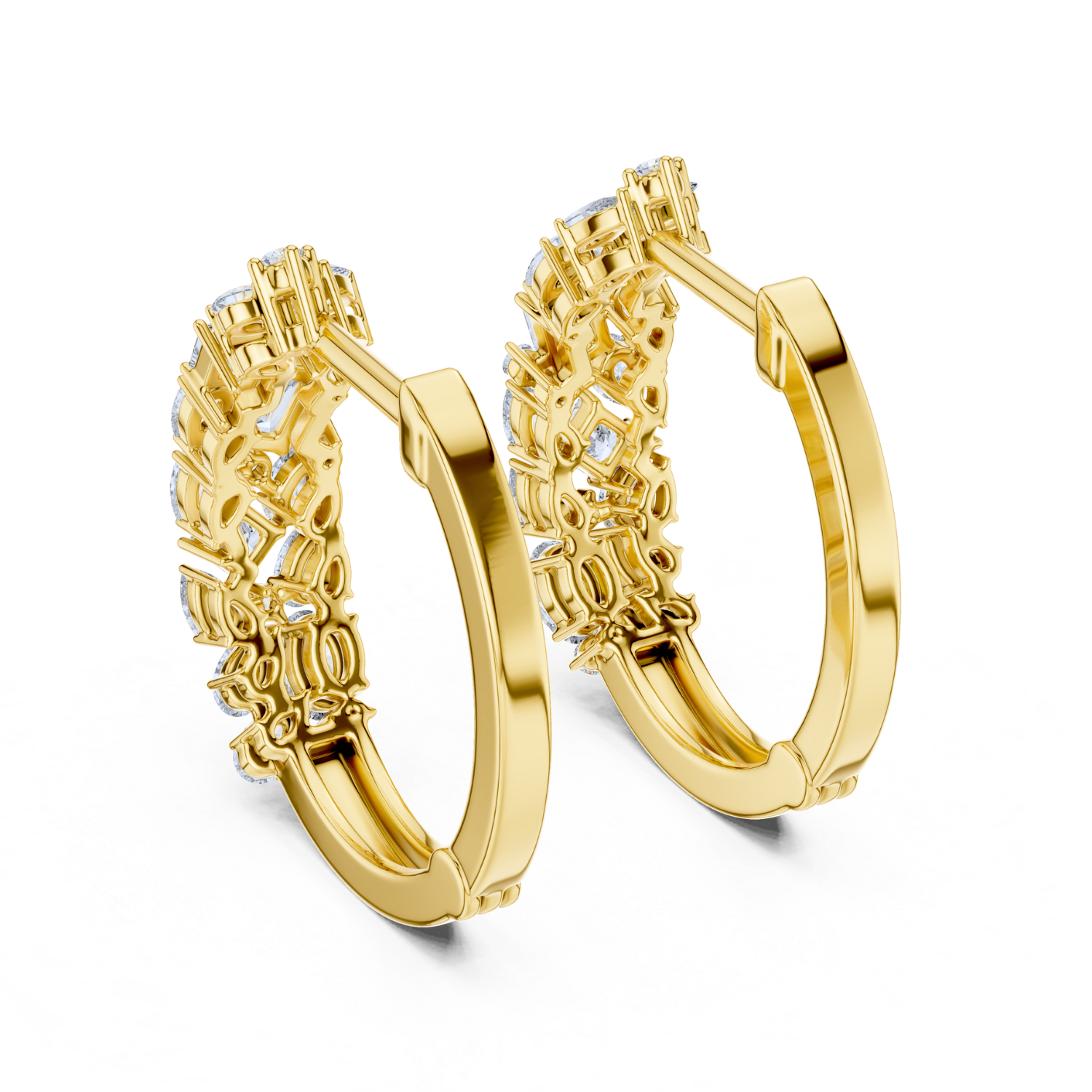 Radiant Bloom Diamond Huggie Hoops