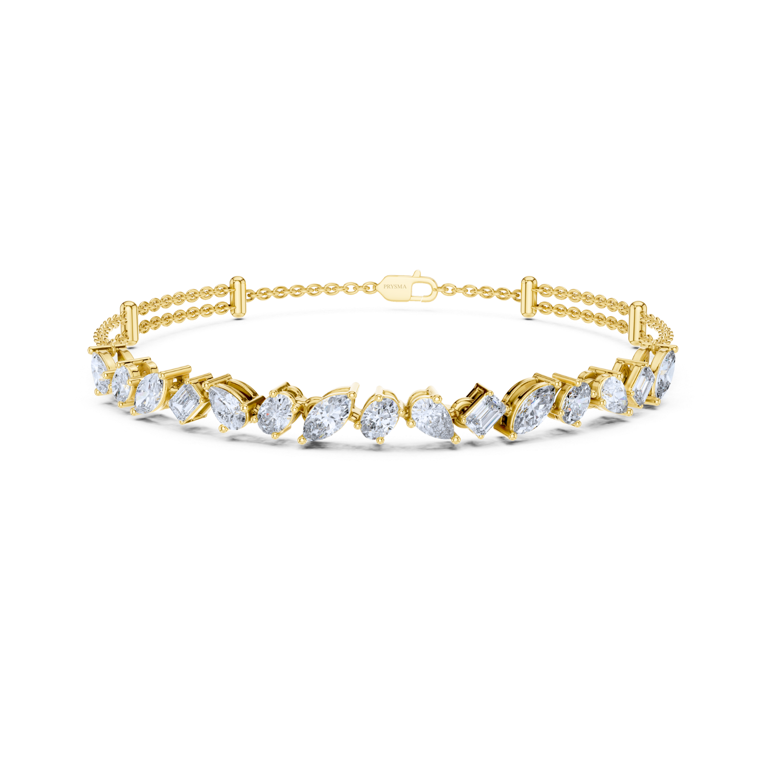 Multi-Cut Diamond Double Chain Bracelet
