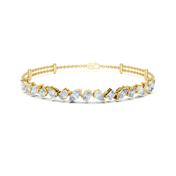 Multi-Cut Diamond Double Chain Bracelet