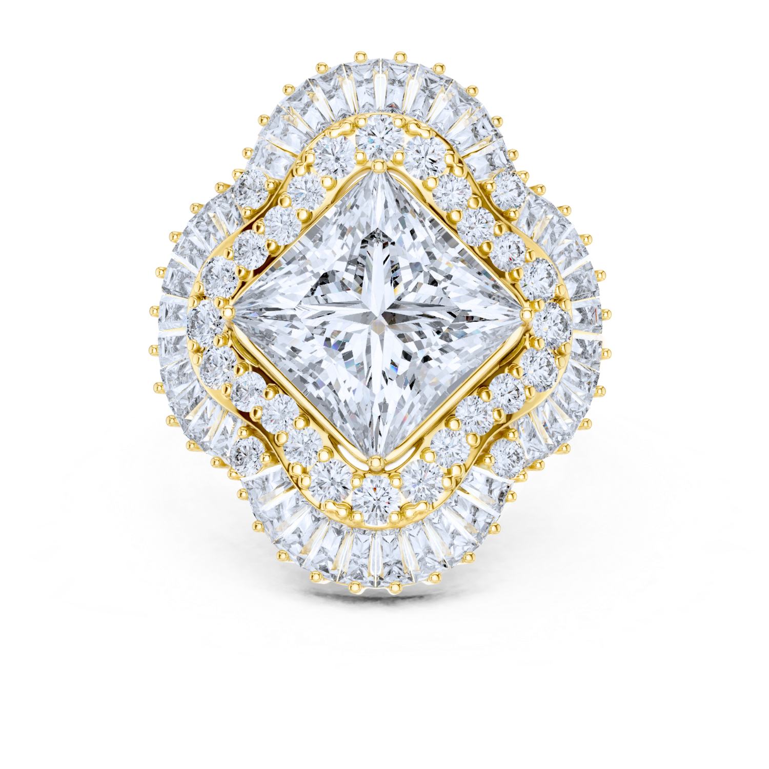 Regal Radiance Baguette Halo Ring