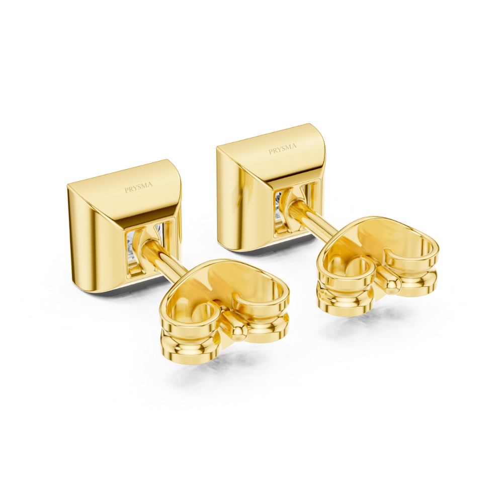 Modern Bezel Square Stud Earrings