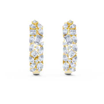Radiant Bloom Diamond Huggie Hoops