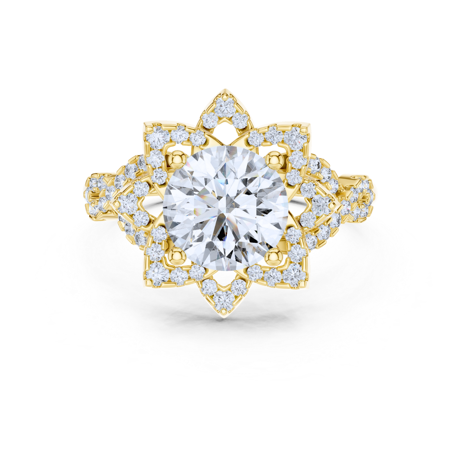 Floral Halo Round Diamond Ring
