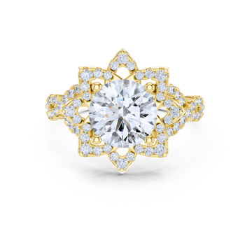 Floral Halo Round Diamond Ring