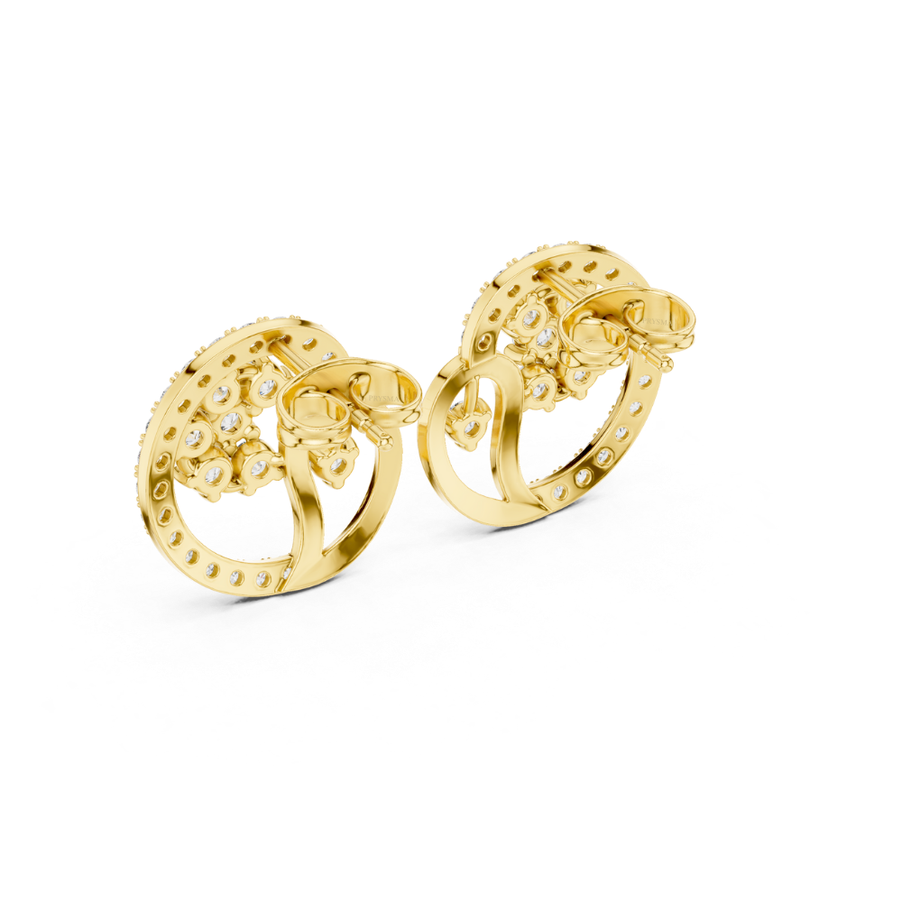 Floral Paisley Diamond Stud Earrings