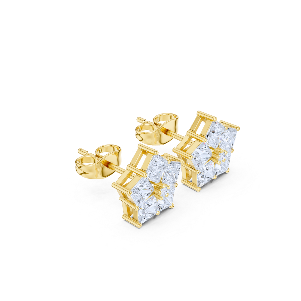 Regal Star Princess-Cut Diamond Earrings