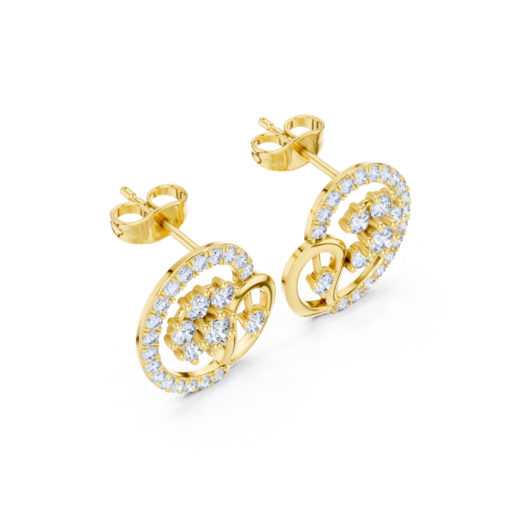 Floral Paisley Diamond Stud Earrings