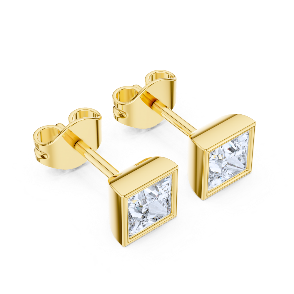 Modern Bezel Square Stud Earrings