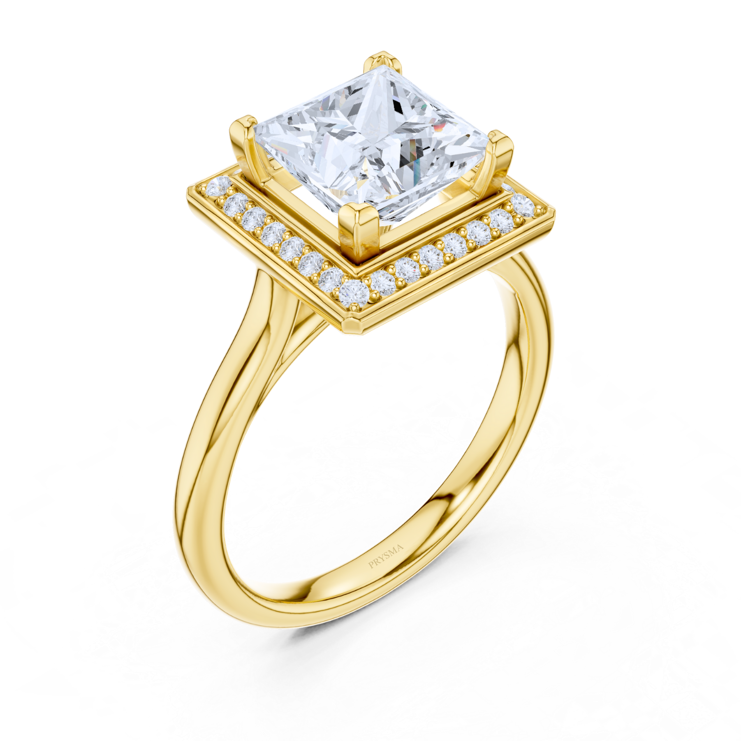 Princess-Cut Halo Diamond Ring