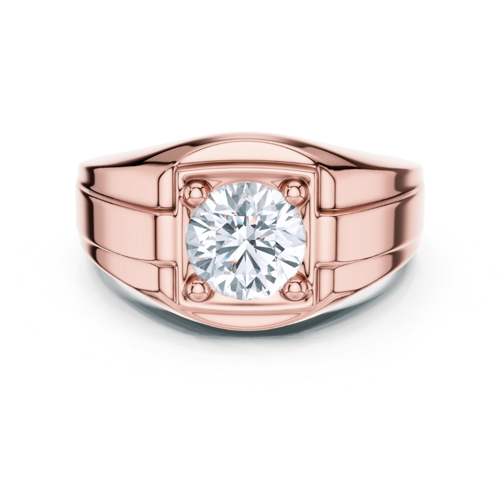 Regal Round Solitaire Men's Ring
