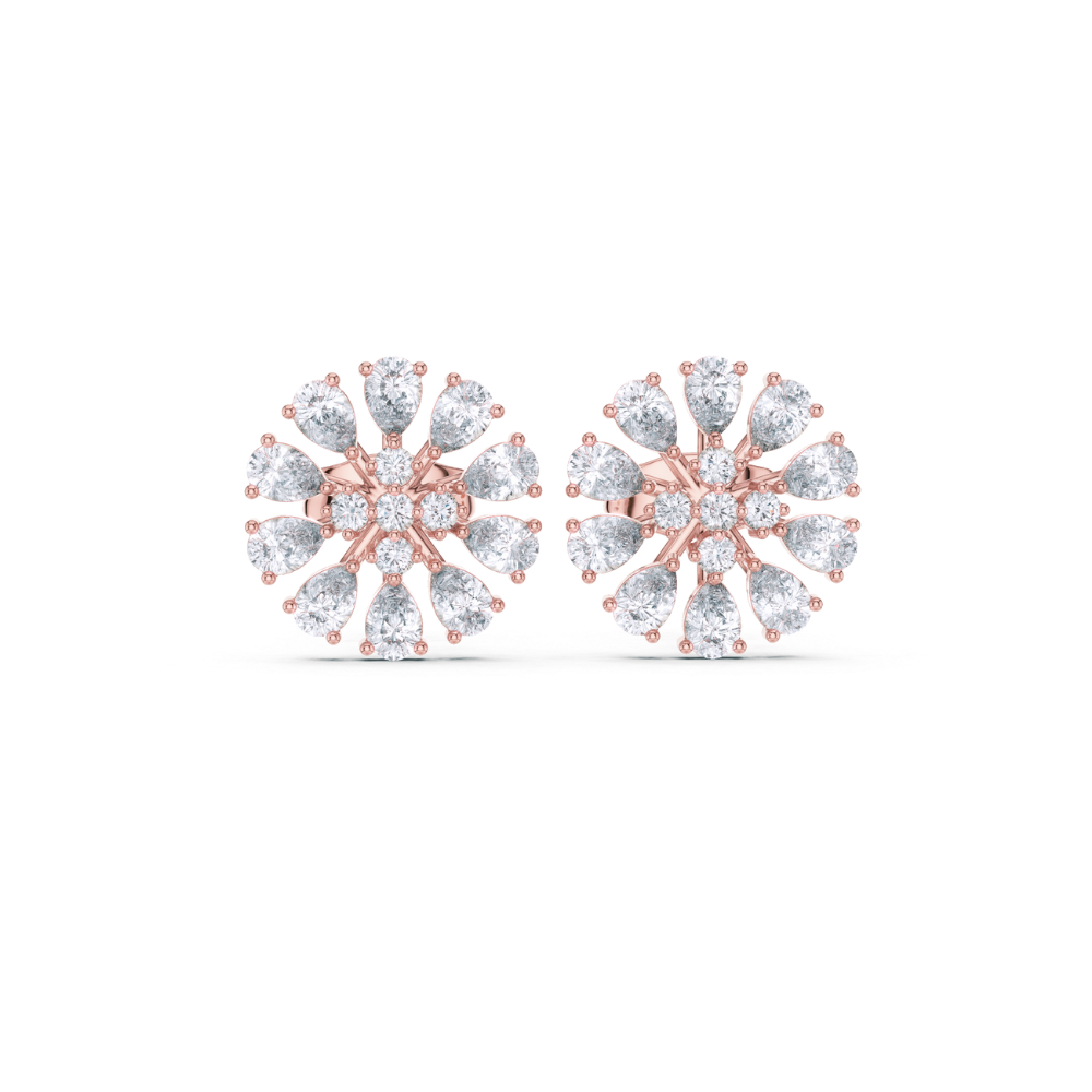 Radiant Bloom Cluster Diamond Stud Earrings