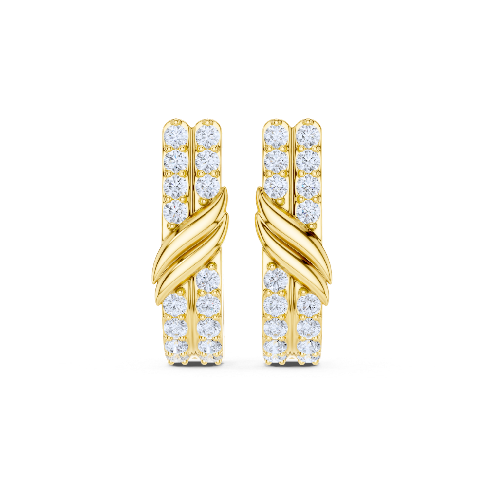 Golden Crest Diamond Huggie Earrings