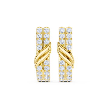 Golden Crest Diamond Huggie Earrings