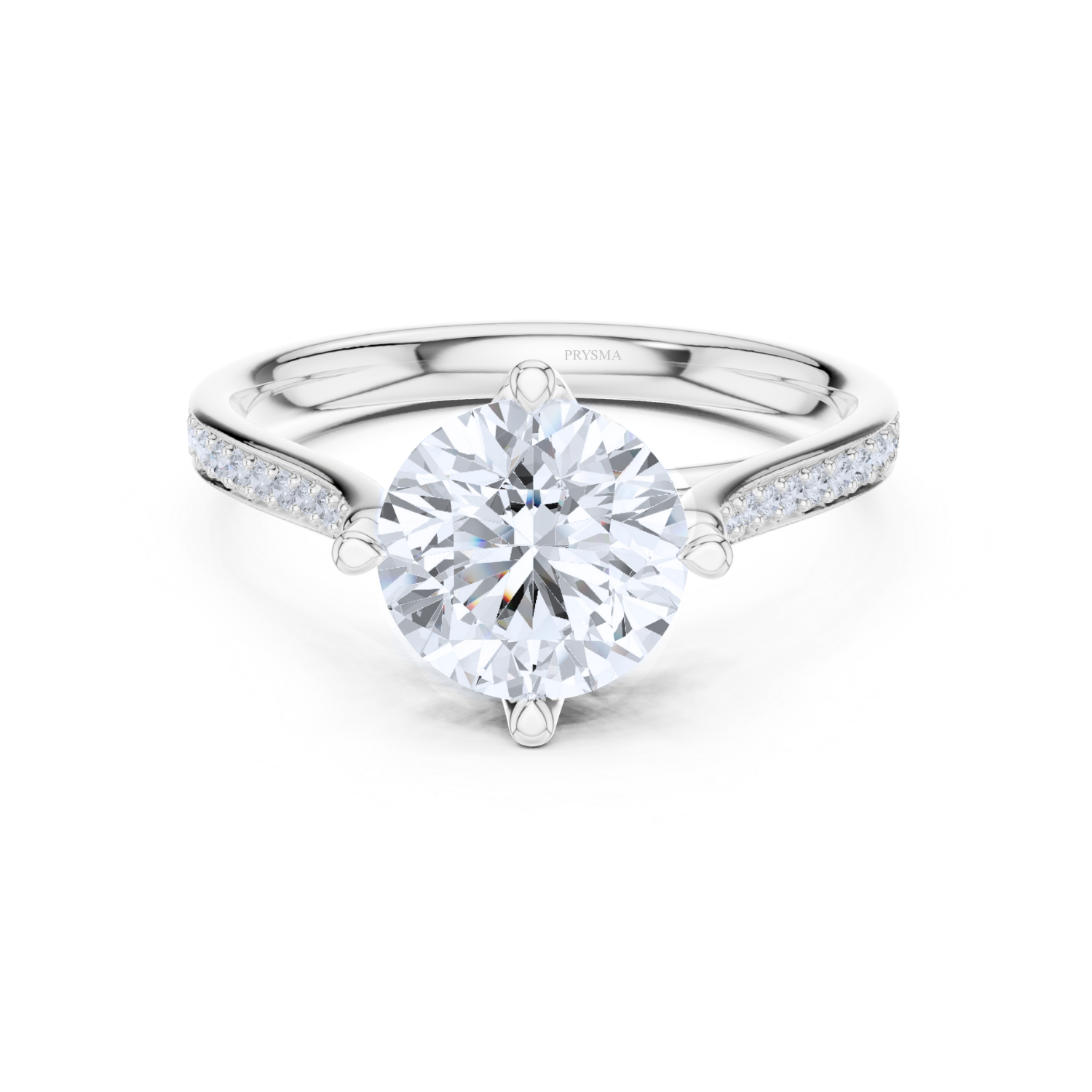 Pave-Set Diamond Solitaire Ring