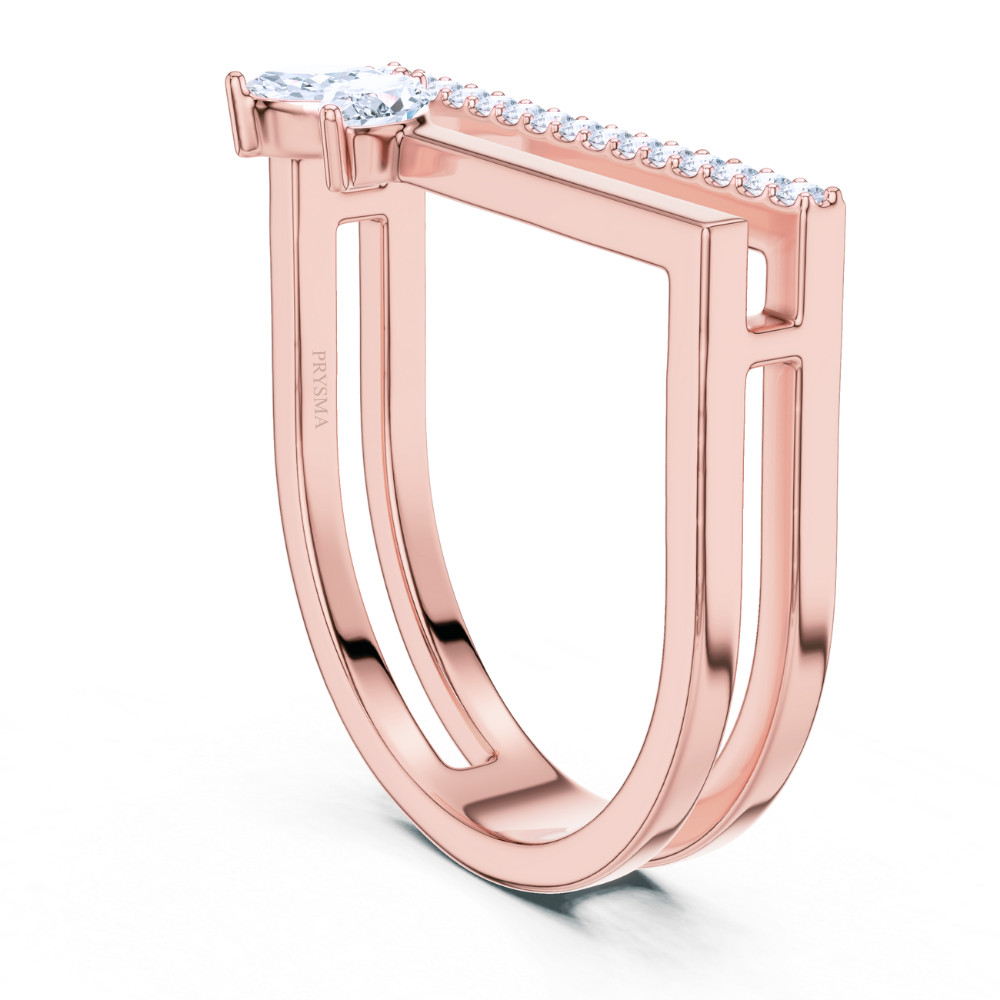 Marquise Charm Geometric Ring