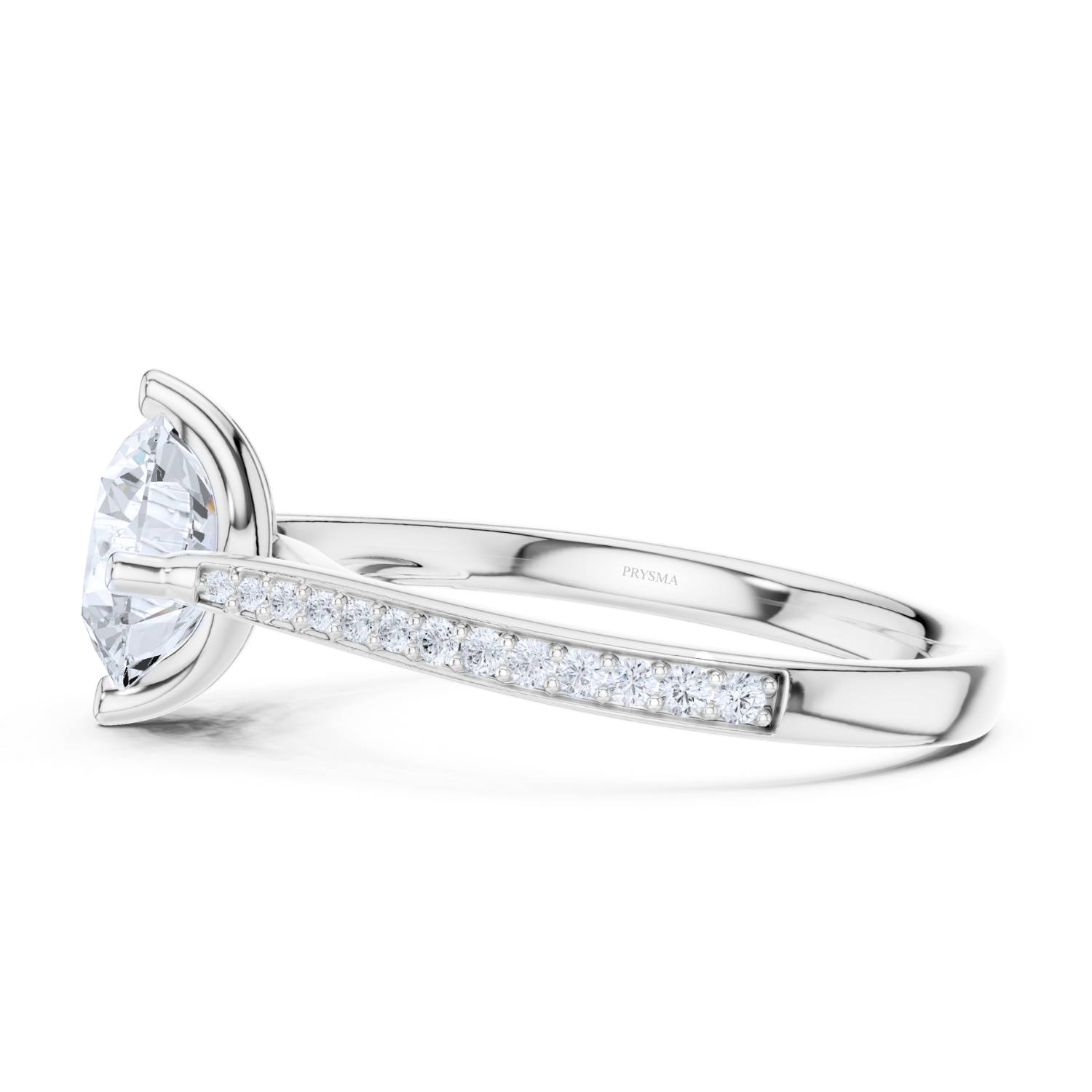 Pave-Set Diamond Solitaire Ring