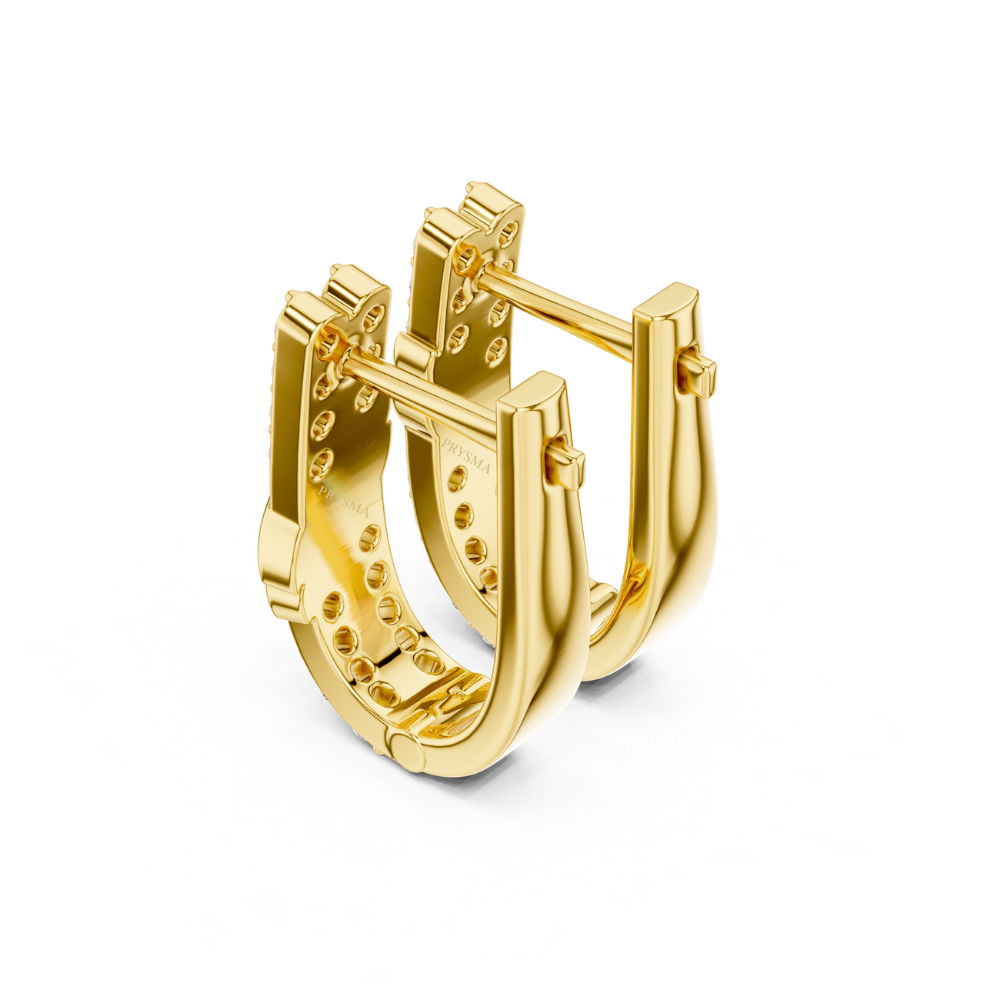 Golden Crest Diamond Huggie Earrings