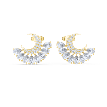 Celestial Crescent Diamond Stud Earrings