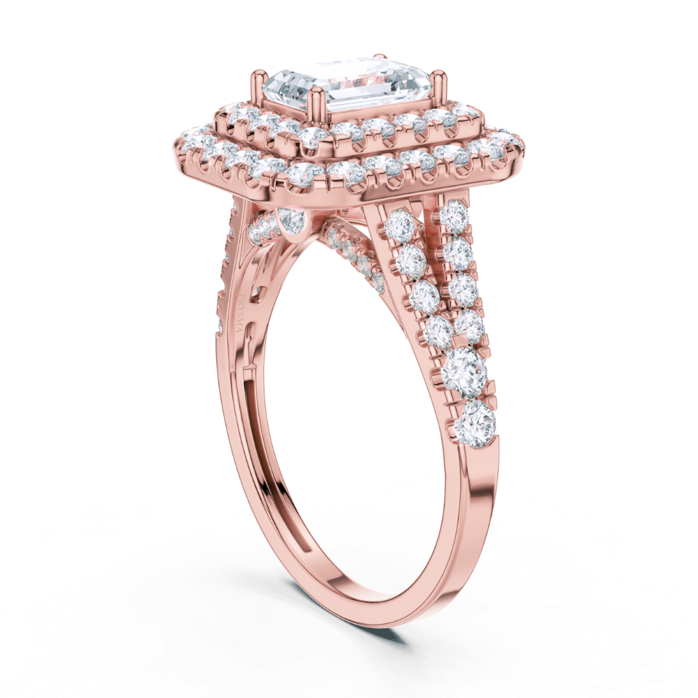 Majestic Double Halo Emerald-Cut Ring